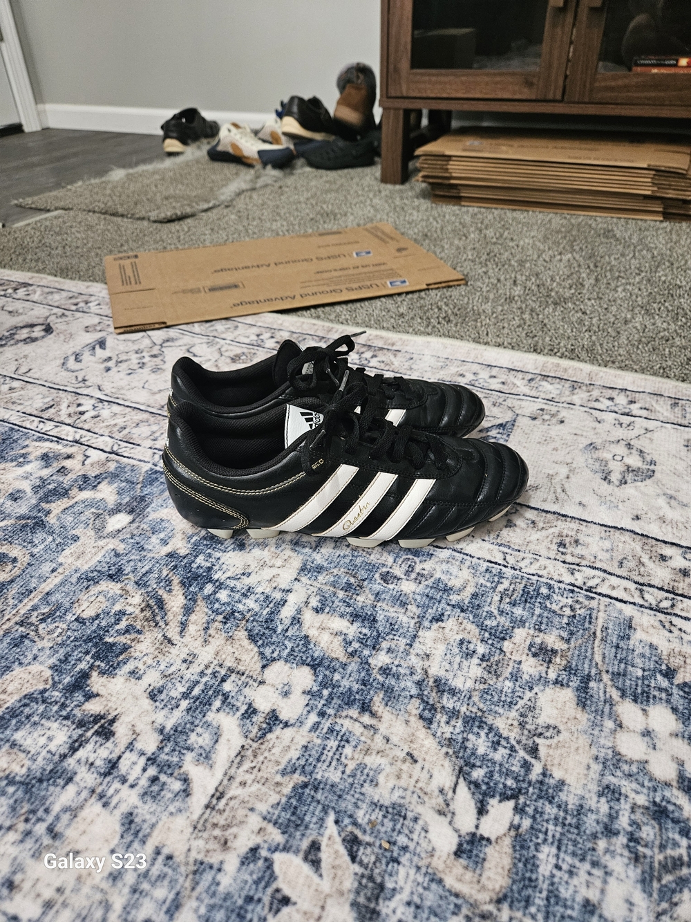 Adidas Goletto TRAXION Hard Ground Soccer Cleats Men's 9.5 Wide Black White FG